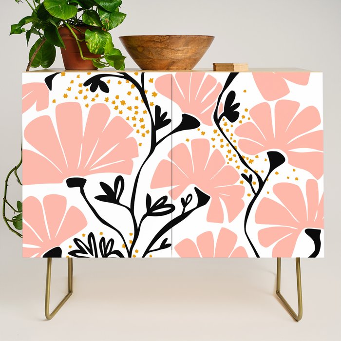 Ever blooming good vibes white Credenza Gallery Image 1