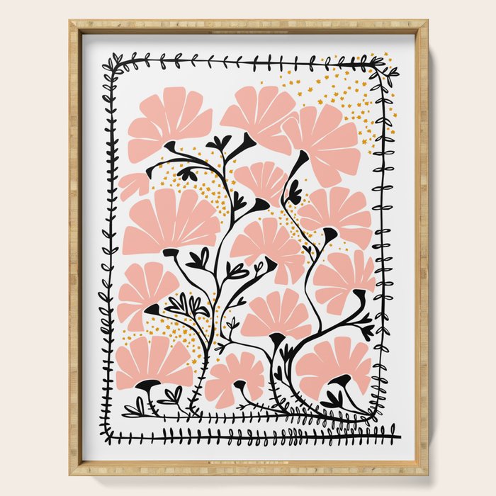Ever blooming good vibes white Serving Tray Gallery Image 1