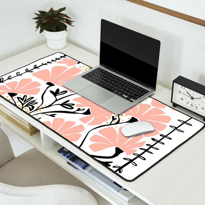 Ever blooming good vibes white Desk Mat Gallery Image 2