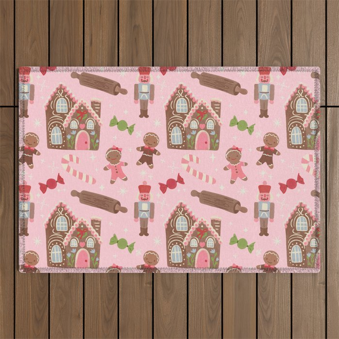 Retro Christmas Baking Wonderland Outdoor Rug Gallery Image 1