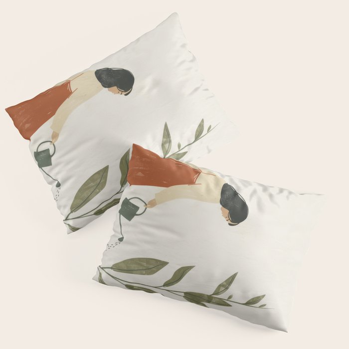 Still Life with Girl and Growing Plant Pillow Sham Gallery Image 3