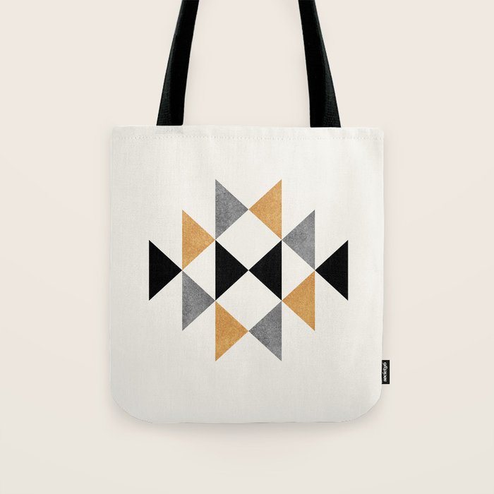 Aztec Graphic - Gold Gray Tote Bag Gallery Image 1