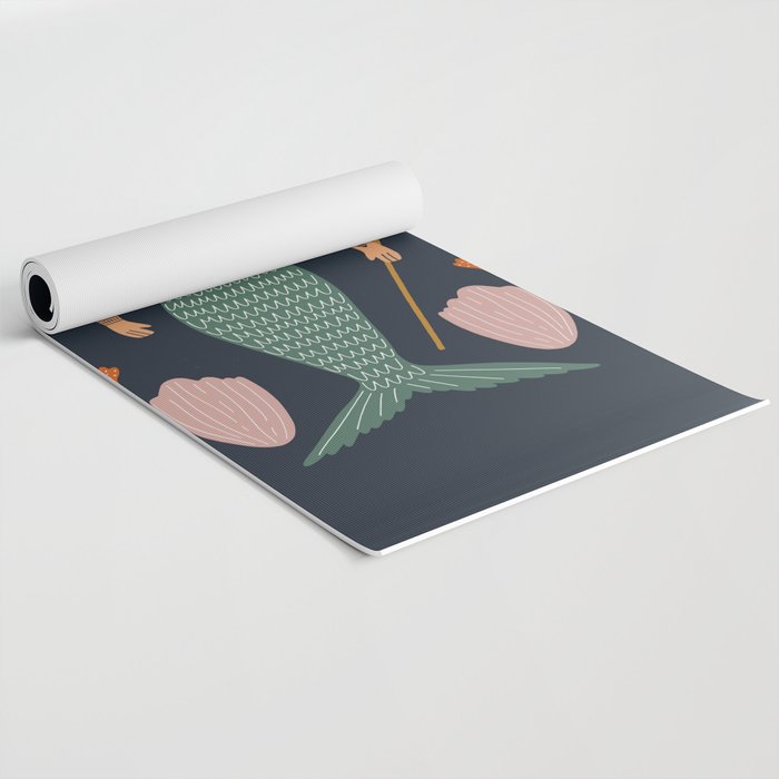Hipster Mermaid Merman With Tattoos Poseidon King Of The Sea Midcentury Modern Cool Magical Mystical Abstract Art Bohemian Boho Style Trendy  Yoga Mat Gallery Image 2