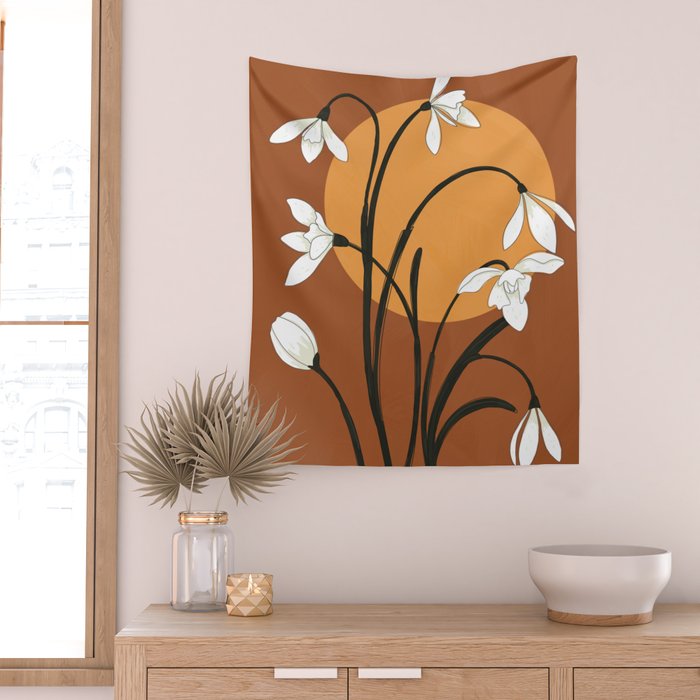 Beautiful Snowdrop Flowers 2 Wall Tapestry Gallery Image 2
