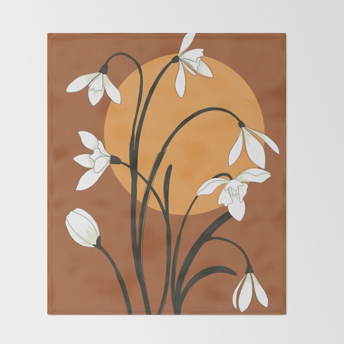Beautiful Snowdrop Flowers 2 Throw Blanket Gallery Image 2