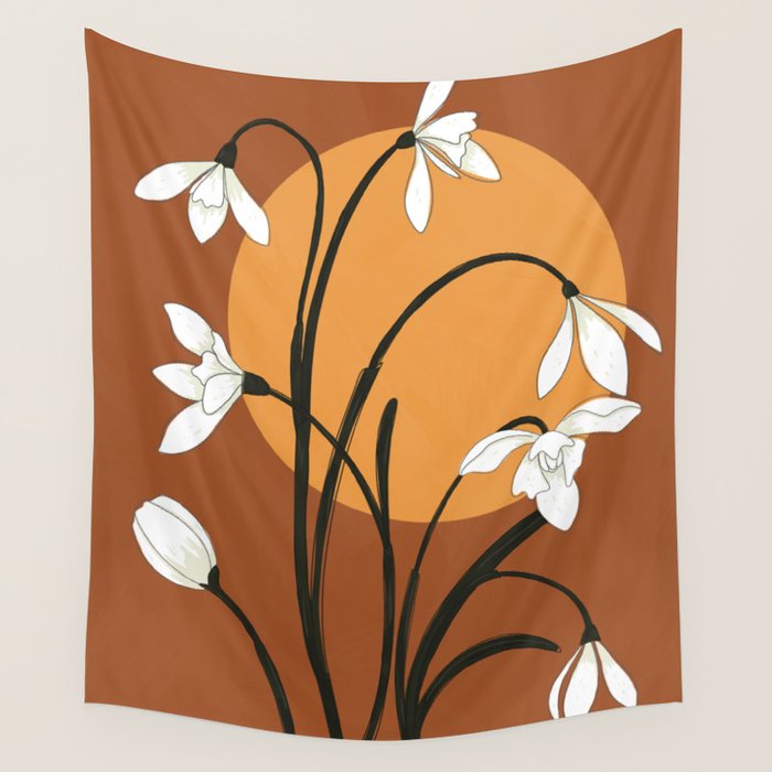 Beautiful Snowdrop Flowers 2 Wall Tapestry Gallery Image 1