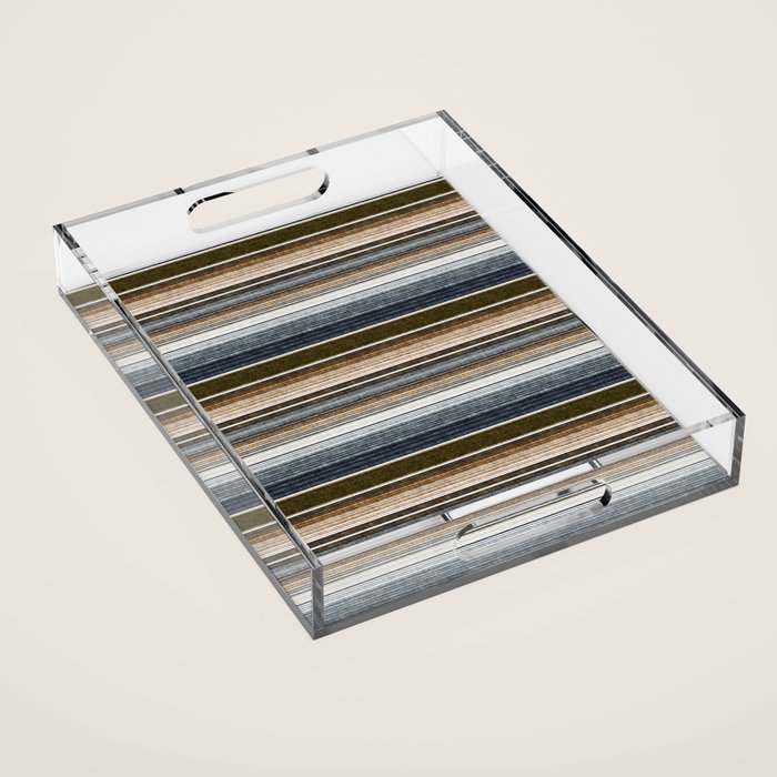 serape southwest stripe - cool natural tones Acrylic Tray Gallery Image 1