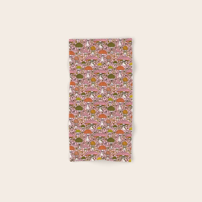 Mushrooms With Bows Print Bath Towel Gallery Image 1
