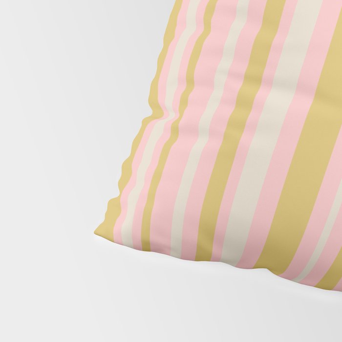 Splendid Stripes - Retro Modern Stripe Pattern in Gold, Pink, and Mushroom Pillow Sham Gallery Image 4