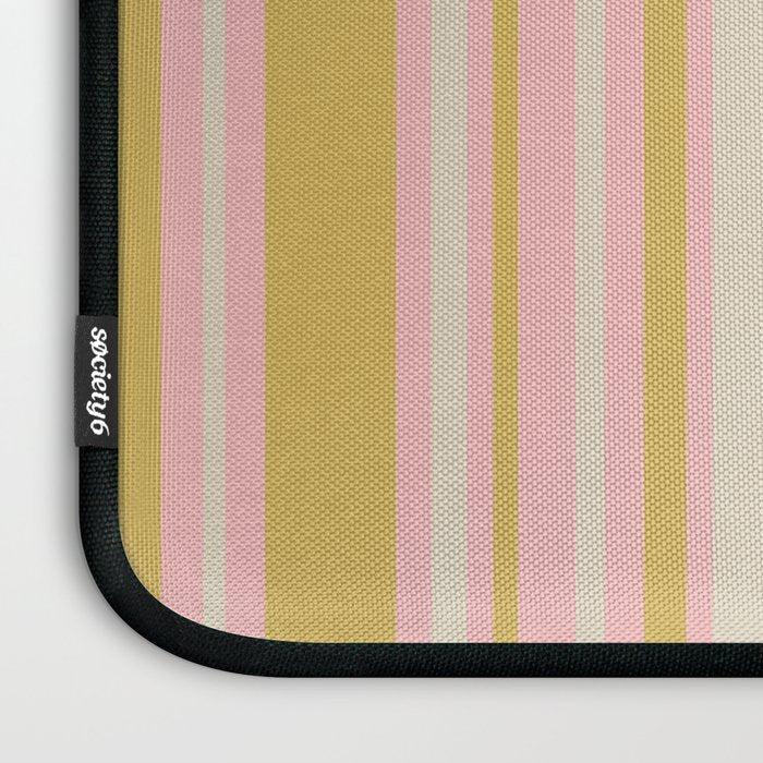 Splendid Stripes - Retro Modern Stripe Pattern in Gold, Pink, and Mushroom Laptop Sleeve Gallery Image 3