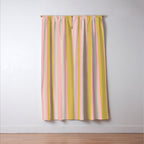 Splendid Stripes - Retro Modern Stripe Pattern in Gold, Pink, and Mushroom Window Curtain Gallery Image 3