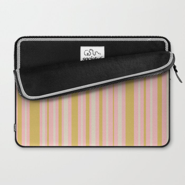 Splendid Stripes - Retro Modern Stripe Pattern in Gold, Pink, and Mushroom Laptop Sleeve Gallery Image 2