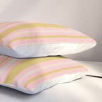 Splendid Stripes - Retro Modern Stripe Pattern in Gold, Pink, and Mushroom Pillow Sham Gallery Image 3