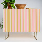 Splendid Stripes - Retro Modern Stripe Pattern in Gold, Pink, and Mushroom Credenza Gallery Image 1