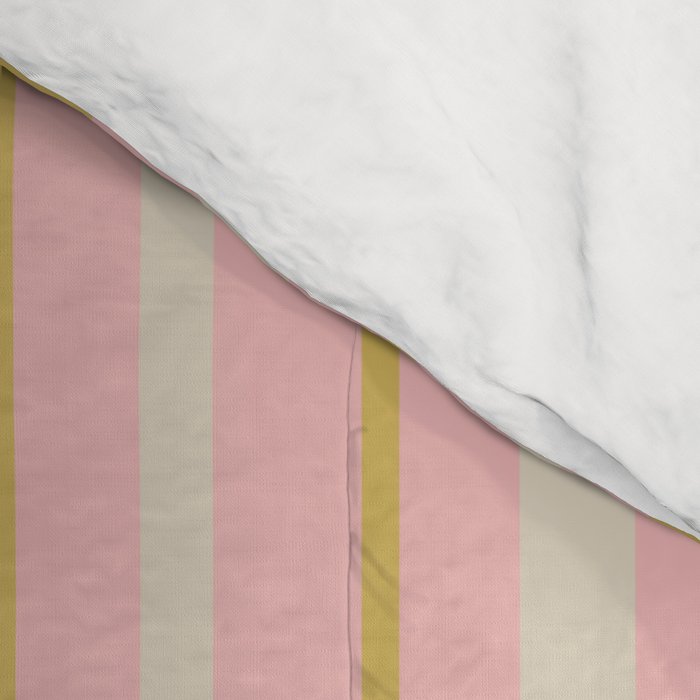 Splendid Stripes - Retro Modern Stripe Pattern in Gold, Pink, and Mushroom Comforter Gallery Image 4