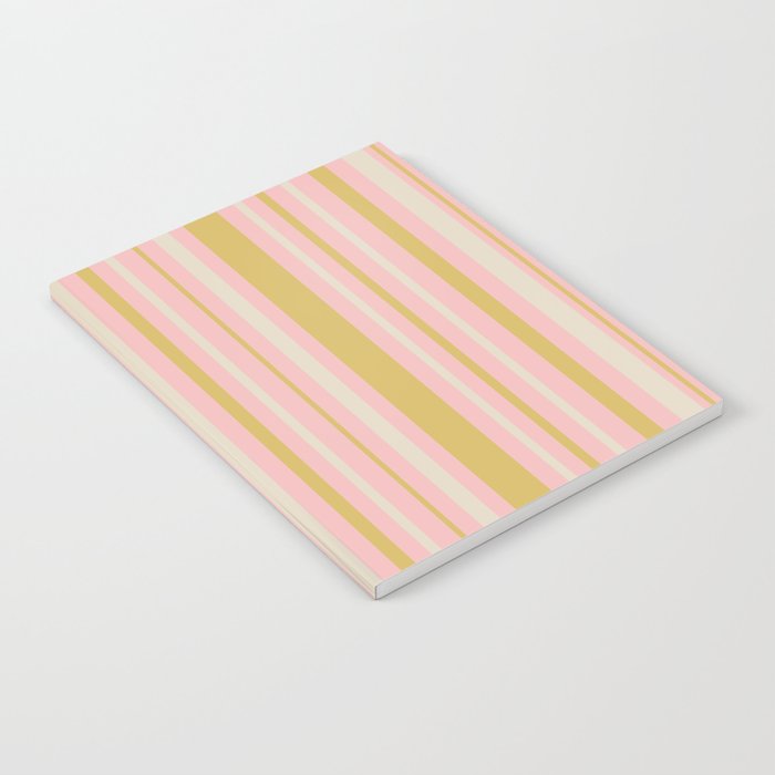 Splendid Stripes - Retro Modern Stripe Pattern in Gold, Pink, and Mushroom Notebook Gallery Image 2