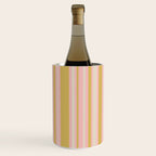 Splendid Stripes - Retro Modern Stripe Pattern in Gold, Pink, and Mushroom Wine Chiller Gallery Image 2