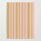 Splendid Stripes - Retro Modern Stripe Pattern in Gold, Pink, and Mushroom Poster Gallery Image 4