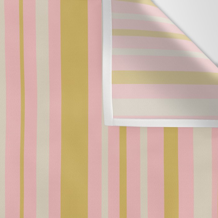Splendid Stripes - Retro Modern Stripe Pattern in Gold, Pink, and Mushroom Wall Tapestry Gallery Image 3