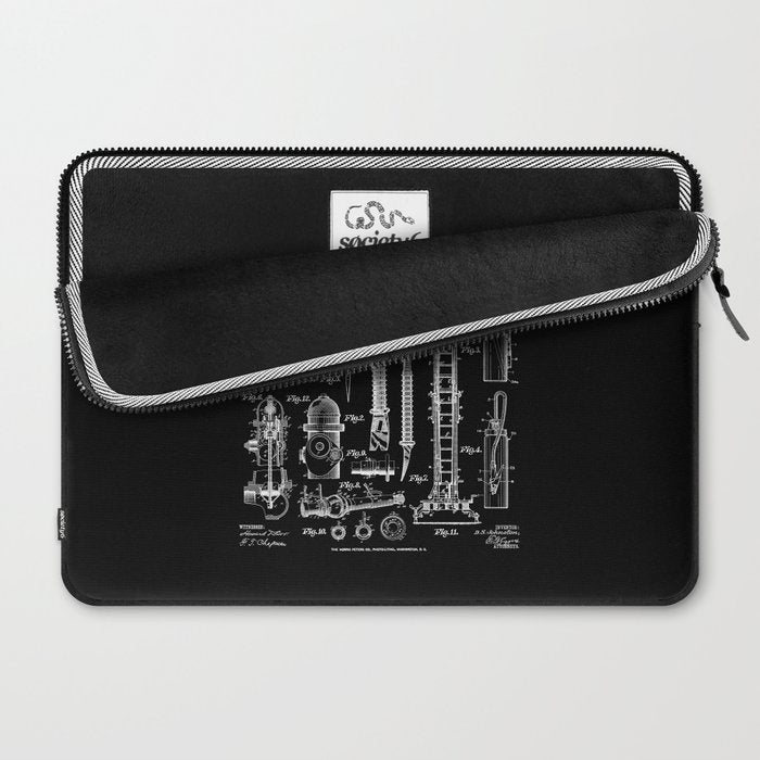 Firefighter Fire Department Fireman Vintage Patent Print Laptop Sleeve Gallery Image 2
