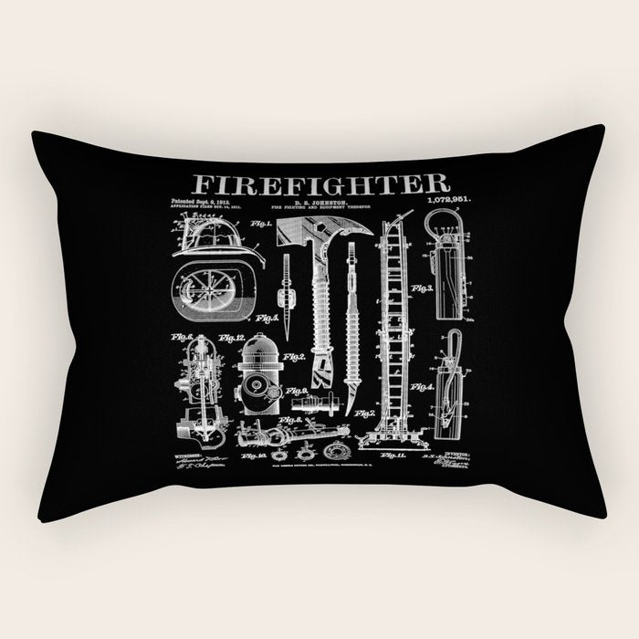 Firefighter Fire Department Fireman Vintage Patent Print Rectangular Pillow Gallery Image 1