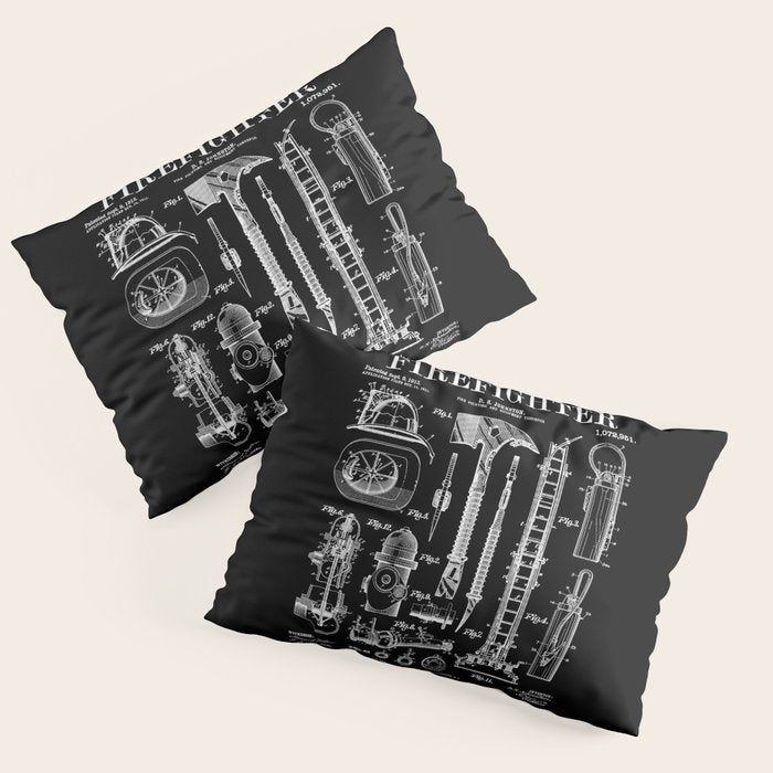 Firefighter Fire Department Fireman Vintage Patent Print Pillow Sham Gallery Image 3