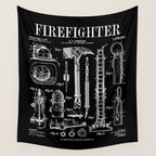 Firefighter Fire Department Fireman Vintage Patent Print Wall Tapestry Gallery Image 4