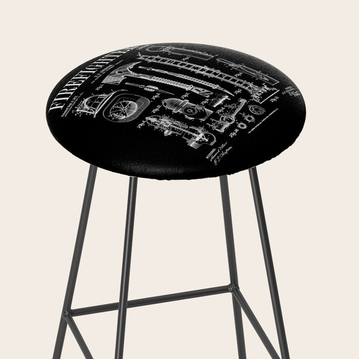 Firefighter Fire Department Fireman Vintage Patent Print Stool Gallery Image 2