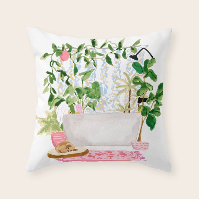 Plant Bath Throw Pillow Gallery Image 1