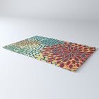 Festive Floral Prints, Red, Teal, Yellow, Orange, Colourful Prints Rug Gallery Image 3