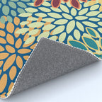 Festive Floral Prints, Red, Teal, Yellow, Orange, Colourful Prints Rug Gallery Image 4