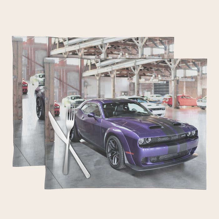 Purple Challenger Hellcat Demon color photograph / photography / poster Placemat Gallery Image 1