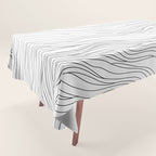 Abstract black and white wave line art pattern Tablecloth Gallery Image 1