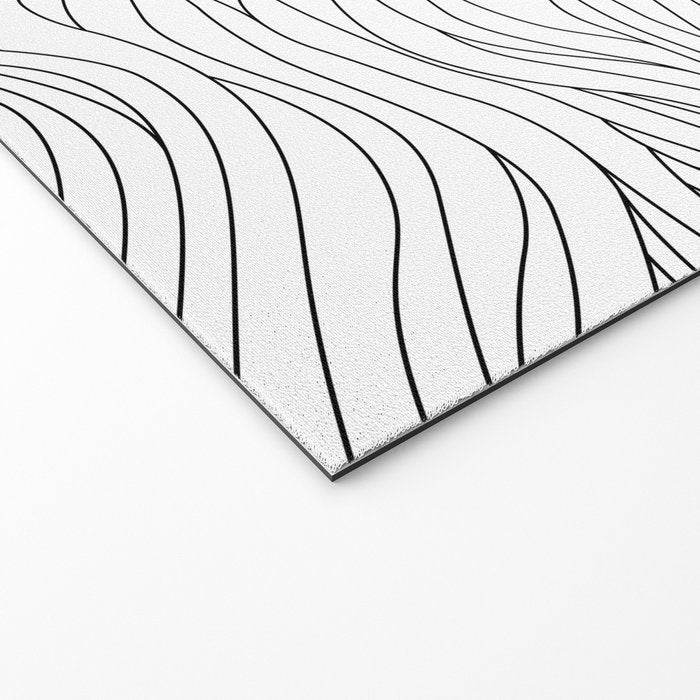 Abstract black and white wave line art pattern Welcome Mat Gallery Image 2