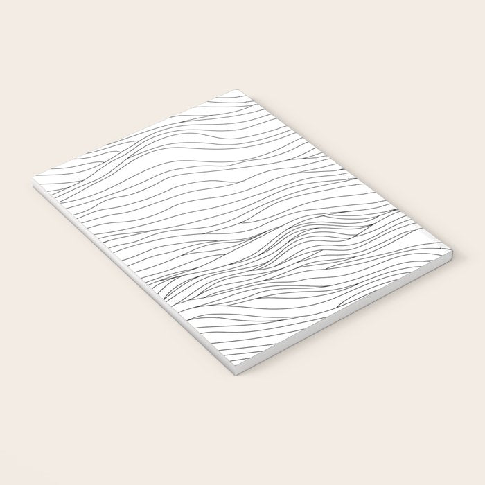 Abstract black and white wave line art pattern Notebook Gallery Image 3