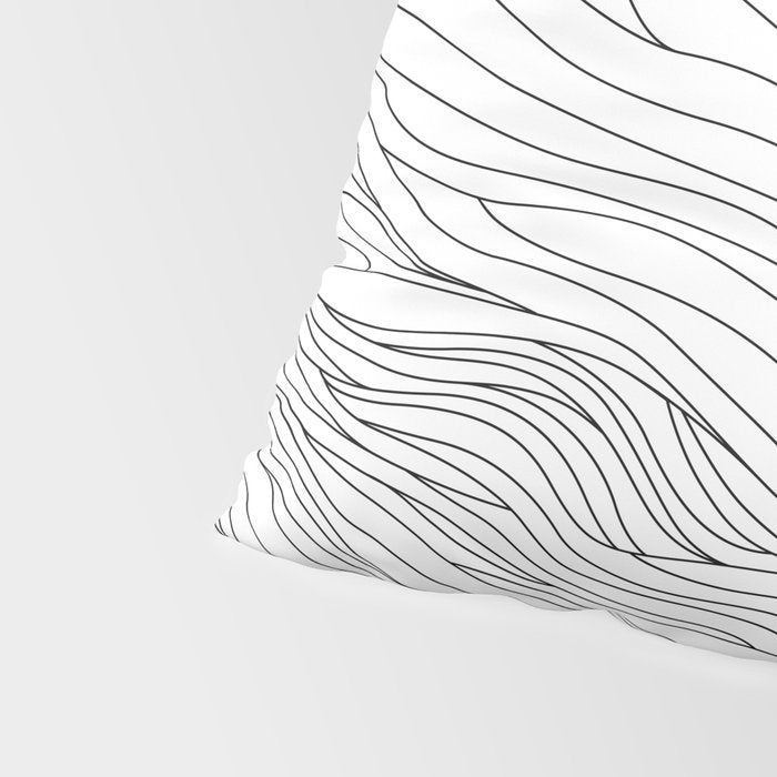 Abstract black and white wave line art pattern Pillow Sham Gallery Image 4