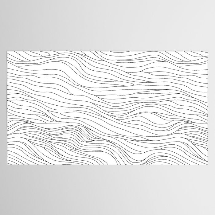 Abstract black and white wave line art pattern Tablecloth Gallery Image 2