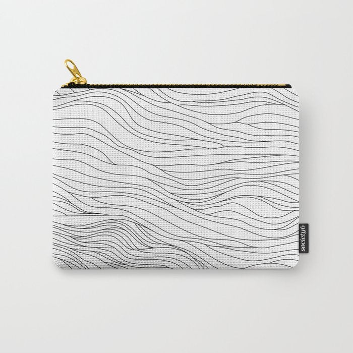 Abstract black and white wave line art pattern Carry All Pouch Gallery Image 1