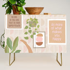 Yoga Girl Power with cat & plants Credenza Gallery Image 1