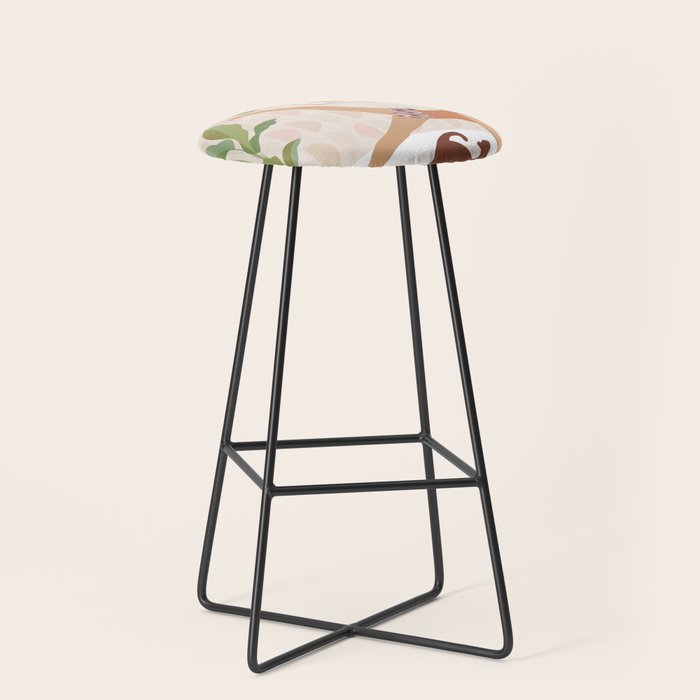 Yoga Girl Power with cat & plants Stool Gallery Image 1