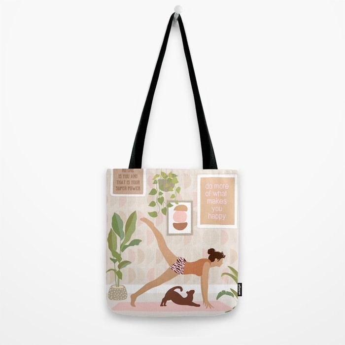 Yoga Girl Power with cat & plants Tote Bag Gallery Image 2
