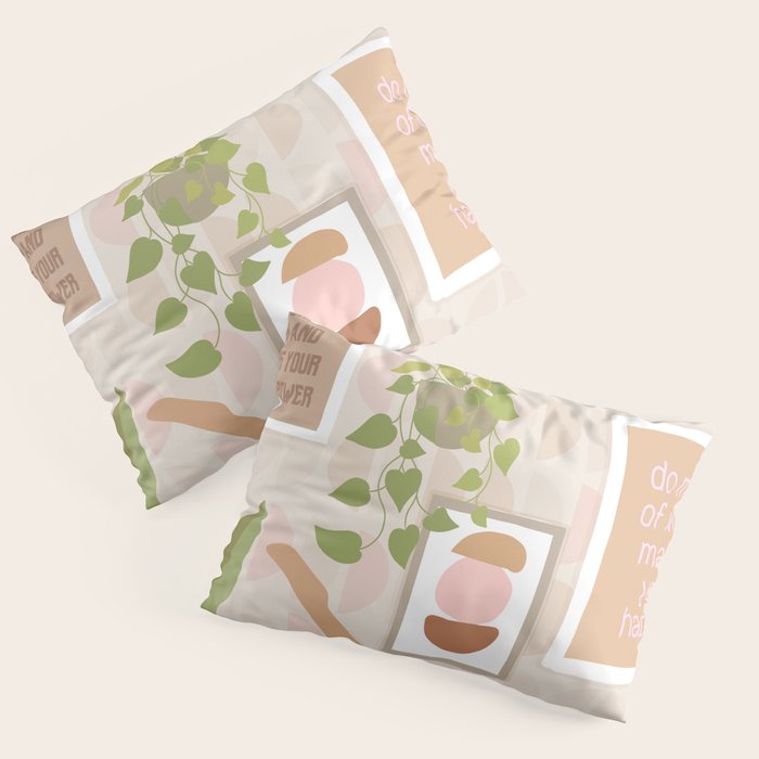 Yoga Girl Power with cat & plants Pillow Sham Gallery Image 3
