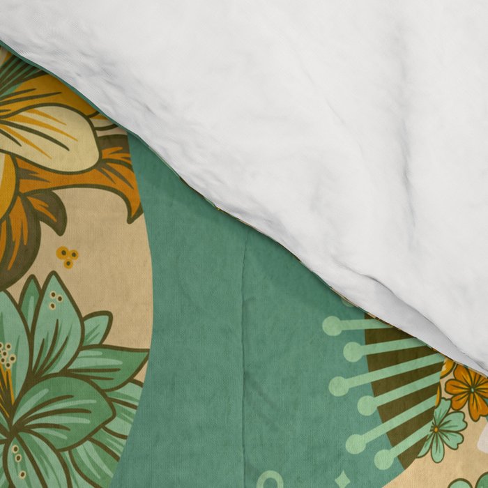 Porcelain Floral Dog - Mint & Ochre Comforter Gallery Image 4