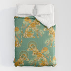 Porcelain Floral Dog - Mint & Ochre Comforter Gallery Image 6
