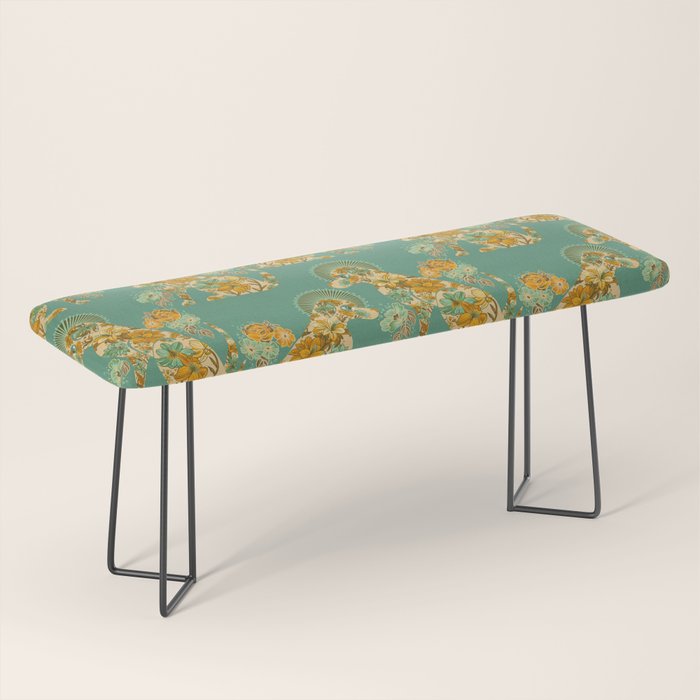 Porcelain Floral Dog - Mint & Ochre Bench Gallery Image 1
