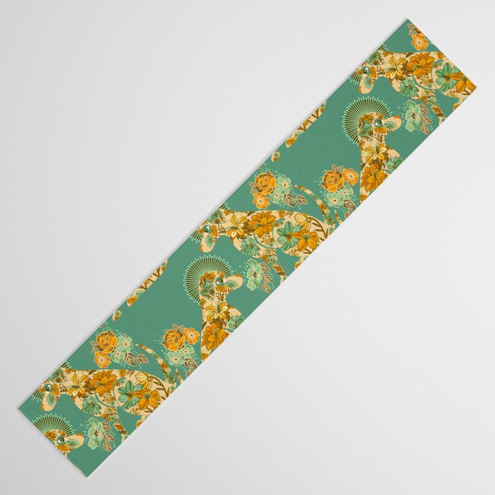 Porcelain Floral Dog - Mint & Ochre Table Runner Gallery Image 3