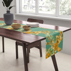 Porcelain Floral Dog - Mint & Ochre Table Runner Gallery Image 2