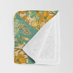 Porcelain Floral Dog - Mint & Ochre Throw Blanket Gallery Image 3