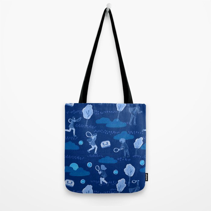 Let's Play Tennis in Navy Blue Tote Bag Gallery Image 2