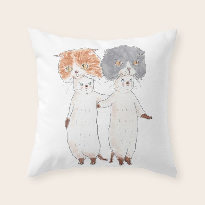 sco kaburi nyanco Throw Pillow Gallery Image 1